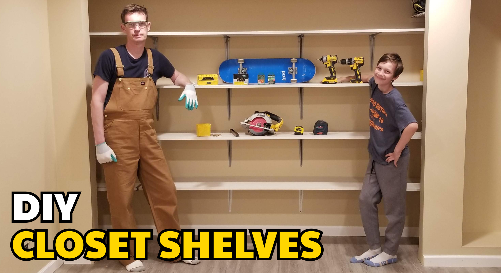 I and my son are showing step by step video how to build shelves for closet. You can do this for bedroom closet or kitchen pantry.