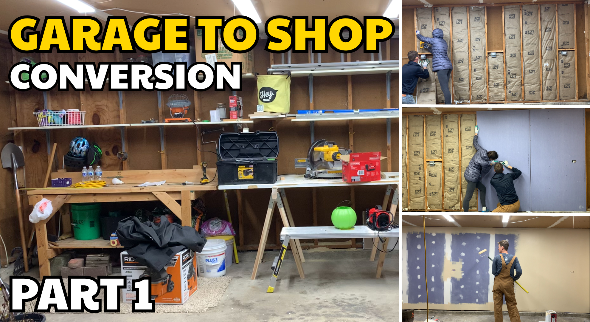 Garage Makeover | PART 1| Insulation, Electrical and Walls