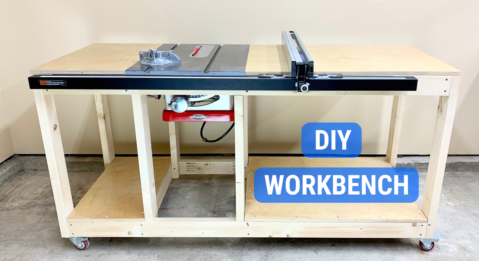 Mobile Workbench With Integrated Table Saw