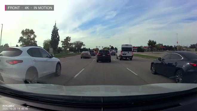 FITCAMX 4K front camera while driving in daylight