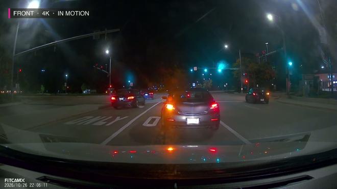 FITCAMX 4K front camera while driving at night