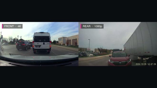 The same moment from the FITCAMX 4K front camera and 1080p rear camera