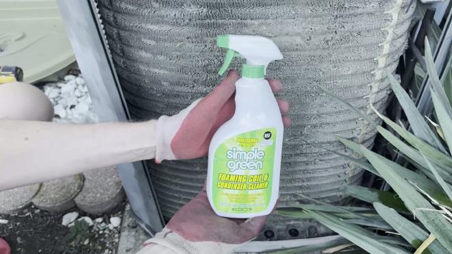 Simple Green Foaming Coil Cleaner used on the outdoor AC