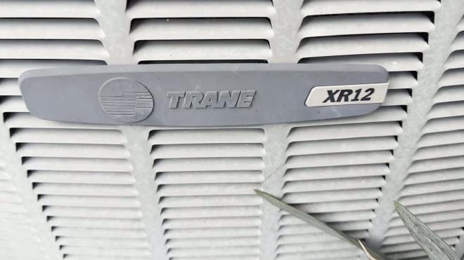 Trane XR12 badge on the outdoor air conditioner