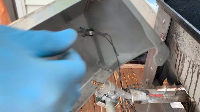Weber grill control panel removed during burner tube replacement