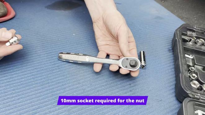 10 mm socket and ratchet used to remove the Toyota RAV4 heat shield nut